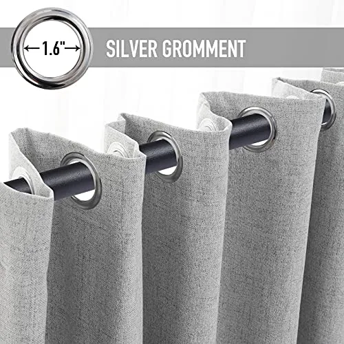 100% Blackout Curtains Extra Wide Blackout Curtains 100 Inch Patio Door Curtains Linen Blackout Curtain Burlap Curtains for Sliding Glass Door(W100 x L84 1 Panel, Gray)