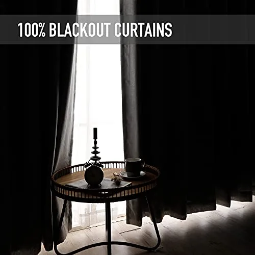 100% Blackout Curtains Extra Wide Blackout Curtains 100 Inch Patio Door Curtains Linen Blackout Curtain Burlap Curtains for Sliding Glass Door(W100 x L84 1 Panel, Gray)
