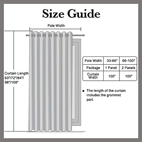 100% Blackout Curtains Extra Wide Blackout Curtains 100 Inch Patio Door Curtains Linen Blackout Curtain Burlap Curtains for Sliding Glass Door(W100 x L84 1 Panel, Gray)