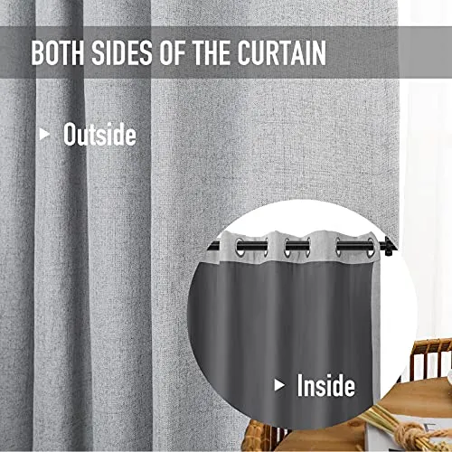100% Blackout Curtains Extra Wide Blackout Curtains 100 Inch Patio Door Curtains Linen Blackout Curtain Burlap Curtains for Sliding Glass Door(W100 x L84 1 Panel, Gray)