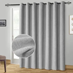 100% Blackout Curtains Extra Wide Blackout Curtains 100 Inch Patio Door Curtains Linen Blackout Curtain Burlap Curtains for Sliding Glass Door(W100 x L84 1 Panel, Gray)