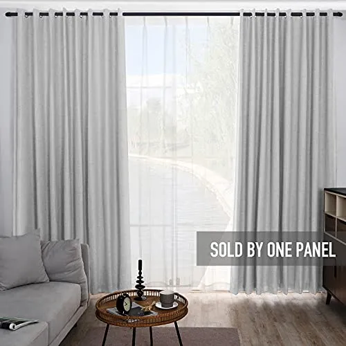 100% Blackout Curtains Extra Wide Blackout Curtains 100 Inch Patio Door Curtains Linen Blackout Curtain Burlap Curtains for Sliding Glass Door(W100 x L84 1 Panel, Gray)