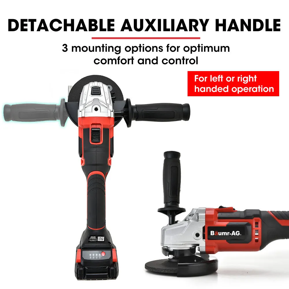 20V Cordless Angle Grinder 125mm 5 Discs Ergonomic Baumr-AG