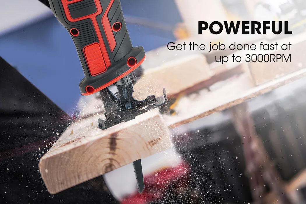 20V Cordless Reciprocating Saw, LED, 3 Blades - Baumr-AG