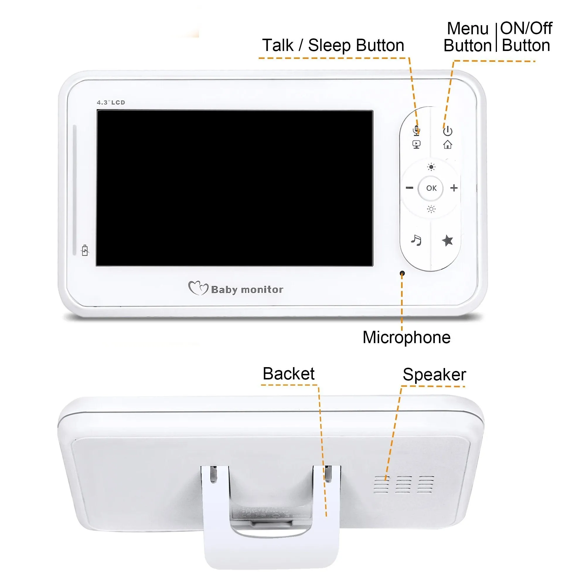 4.3" Baby Monitor 2.4Ghz Wireless Camera Video 2-Way Talk