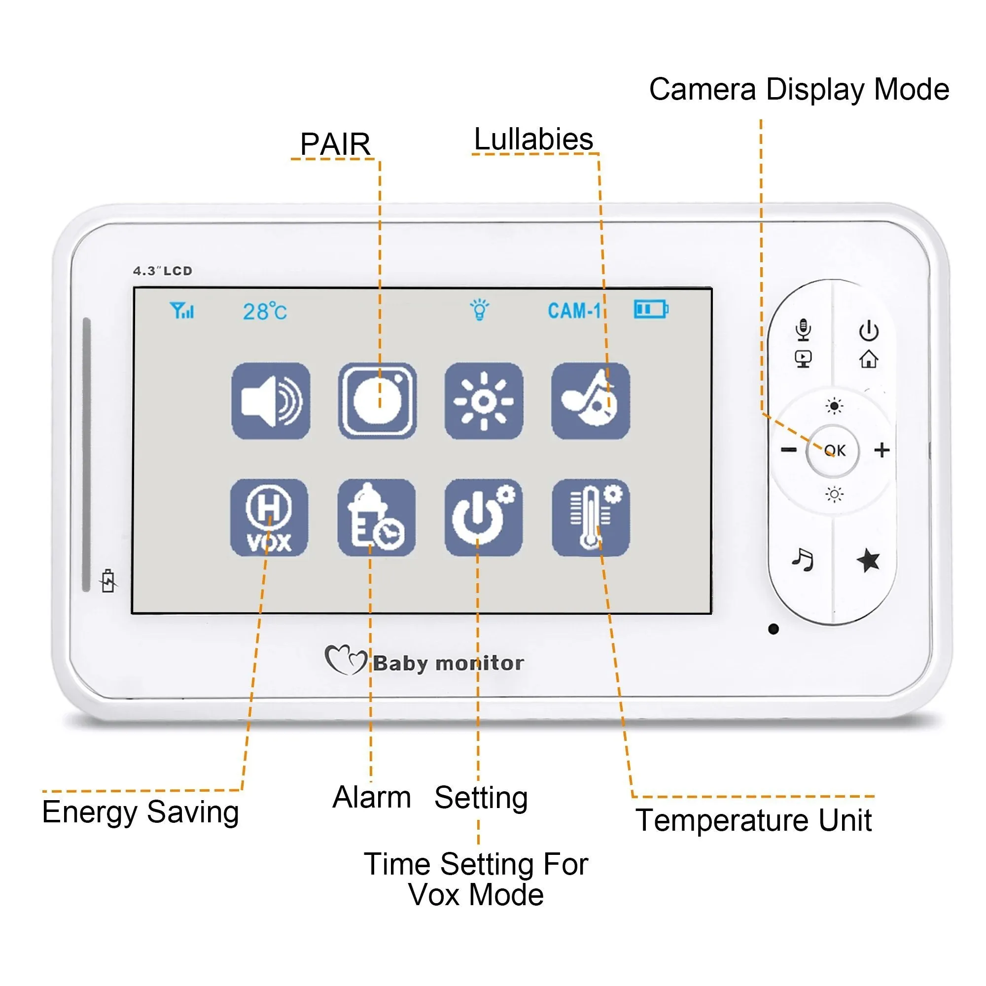 4.3" Baby Monitor 2.4Ghz Wireless Camera Video 2-Way Talk