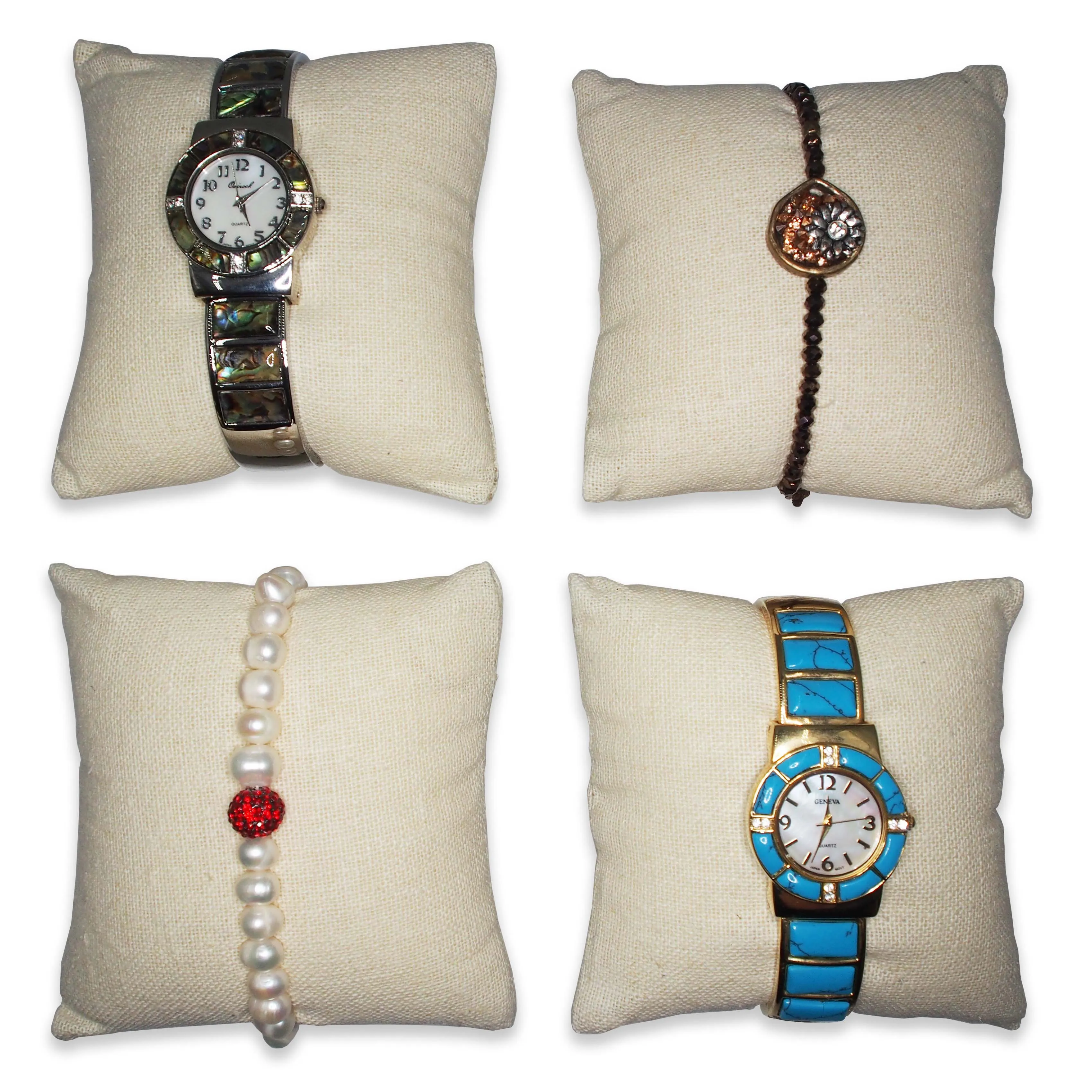 4" Beige Linen Pillow Displays