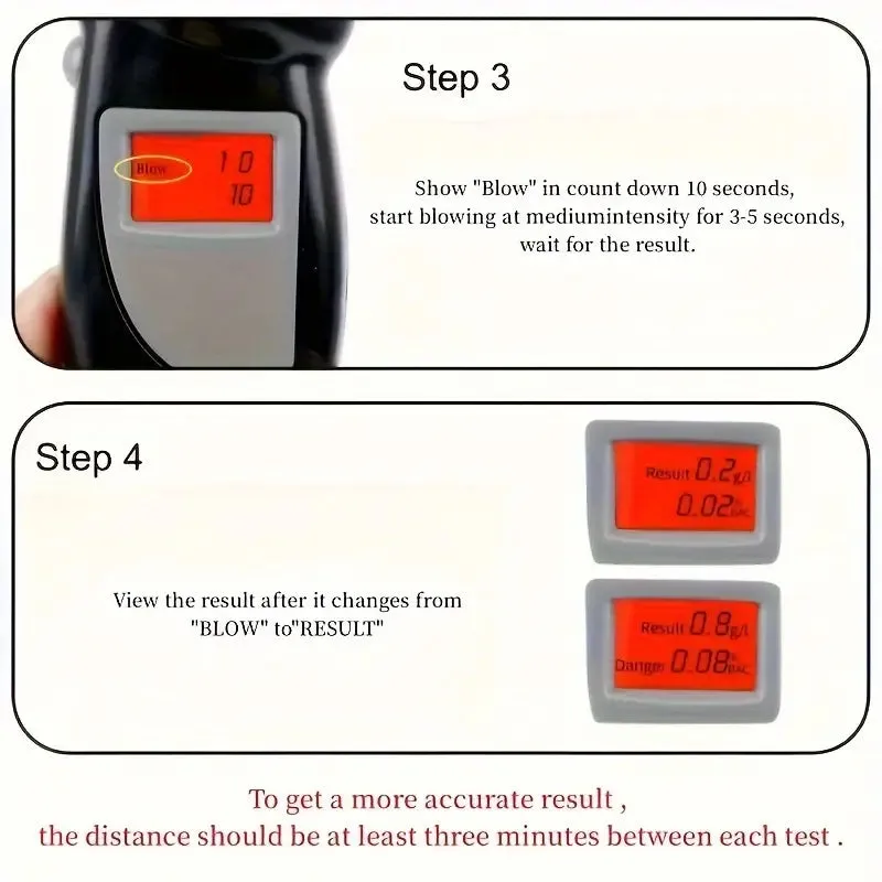 Accurate Personal Breath Alcohol Tester - Instant Blood Alcohol Content Measurement with High-Precision Sensors and LED Display