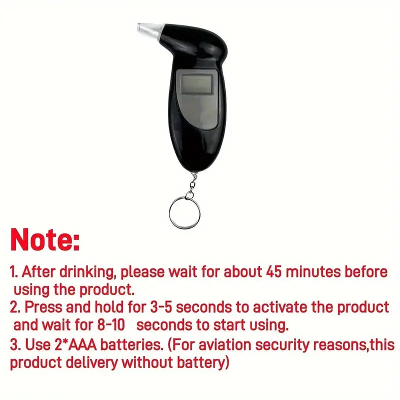 Accurate Personal Breath Alcohol Tester - Instant Blood Alcohol Content Measurement with High-Precision Sensors and LED Display
