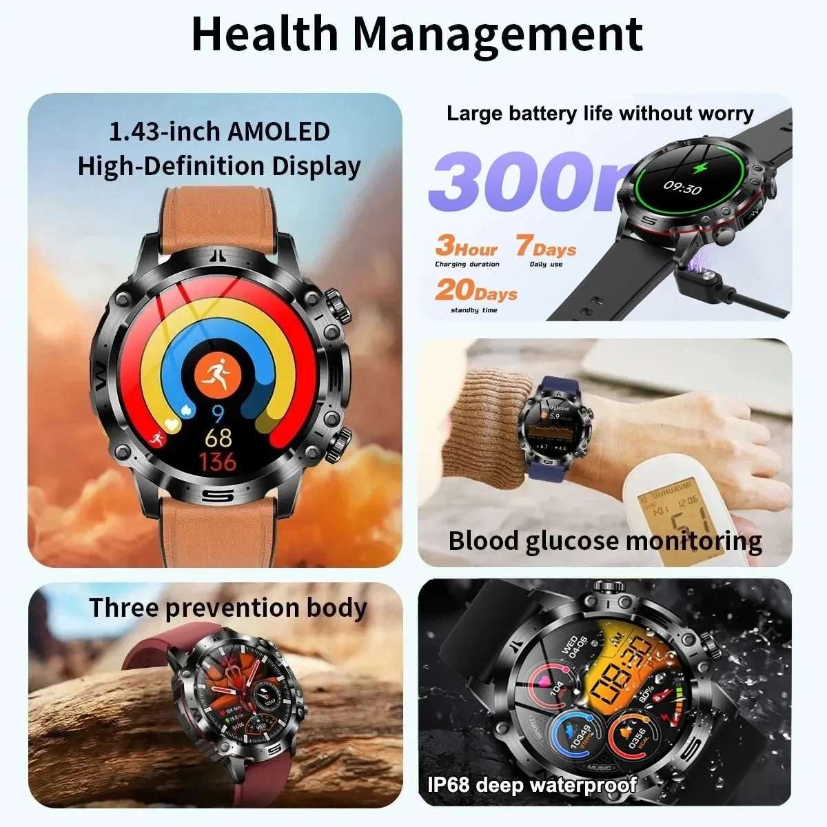AI Medical Diagnosis Smart Watch Bluetooth Call Blood Sugar Blood