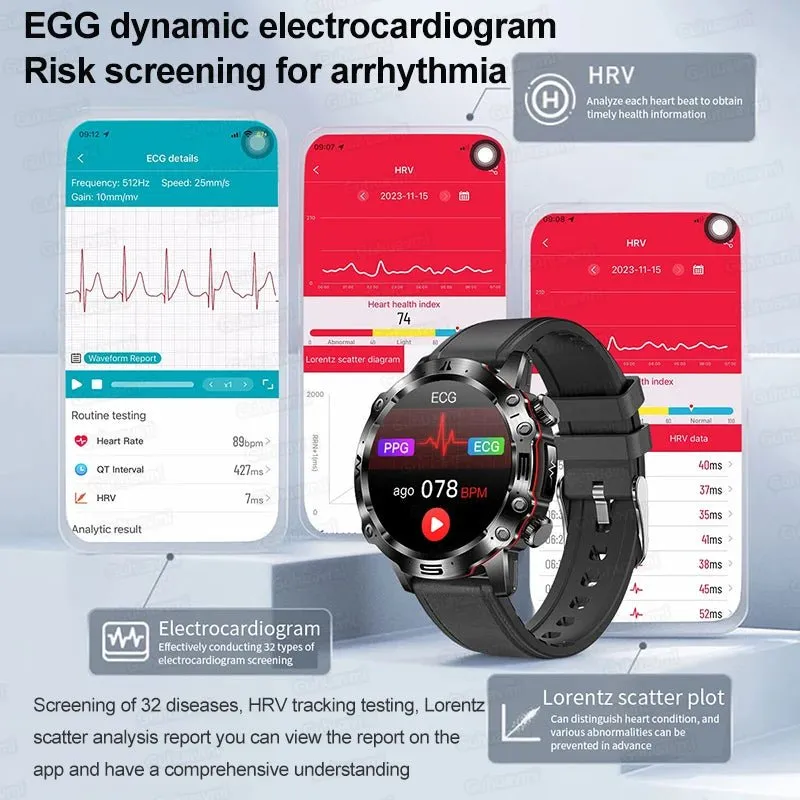 AI Medical Diagnosis Smart Watch Bluetooth Call Blood Sugar Blood