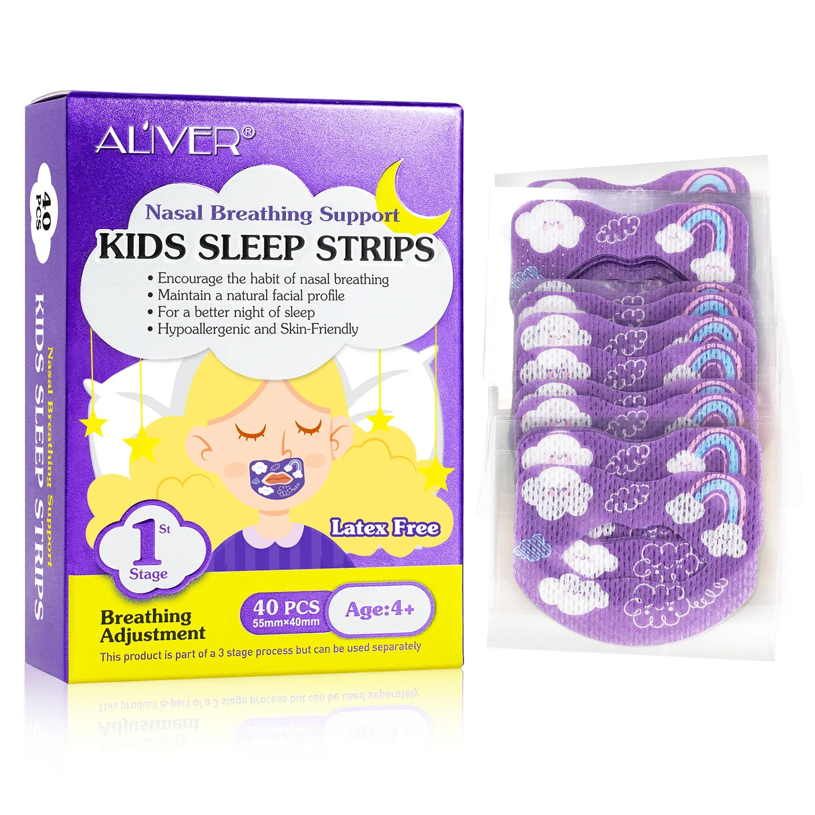 Aliver Kids Sleep Strips, Stretchable Mouth Sleep Aid Help Nose Breathing