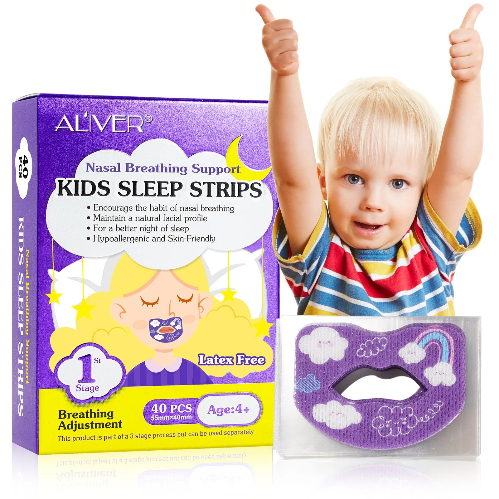 Aliver Kids Sleep Strips, Stretchable Mouth Sleep Aid Help Nose Breathing