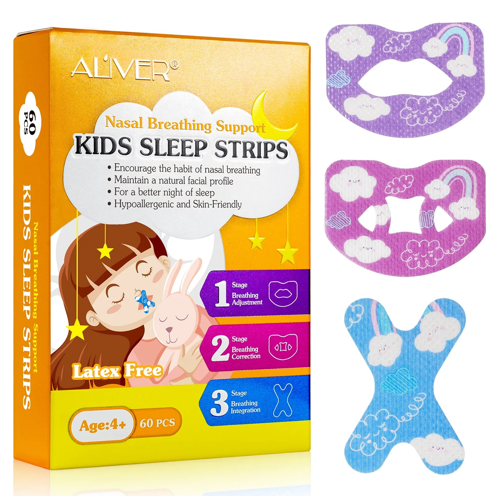 Aliver Kids Sleep Strips, Stretchable Mouth Sleep Aid Help Nose Breathing