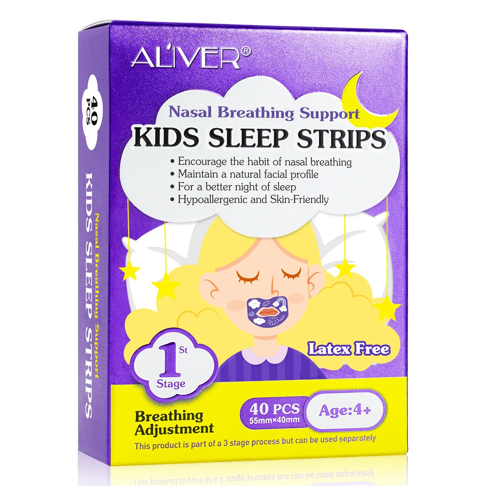 Aliver Kids Sleep Strips, Stretchable Mouth Sleep Aid Help Nose Breathing