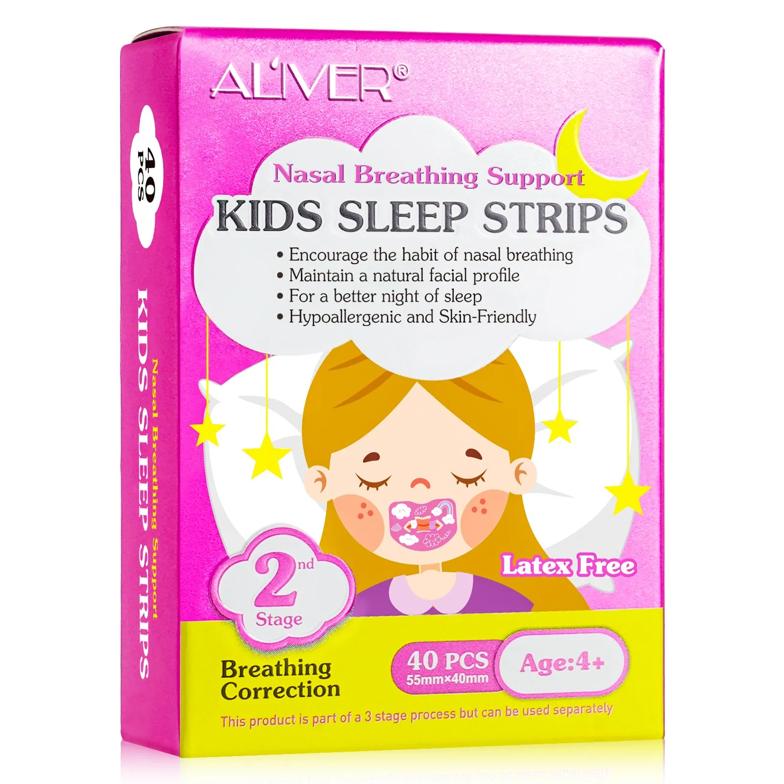 Aliver Kids Sleep Strips, Stretchable Mouth Sleep Aid Help Nose Breathing