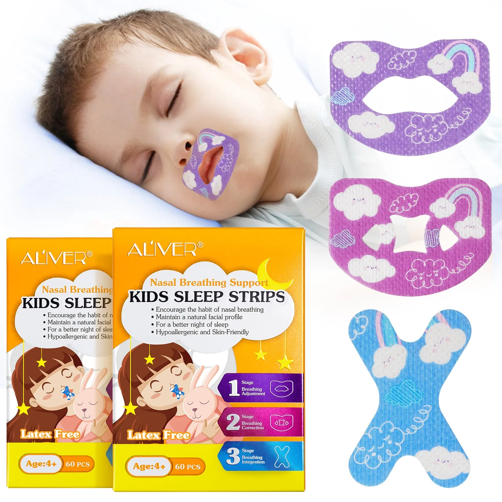 Aliver Kids Sleep Strips, Stretchable Mouth Sleep Aid Help Nose Breathing
