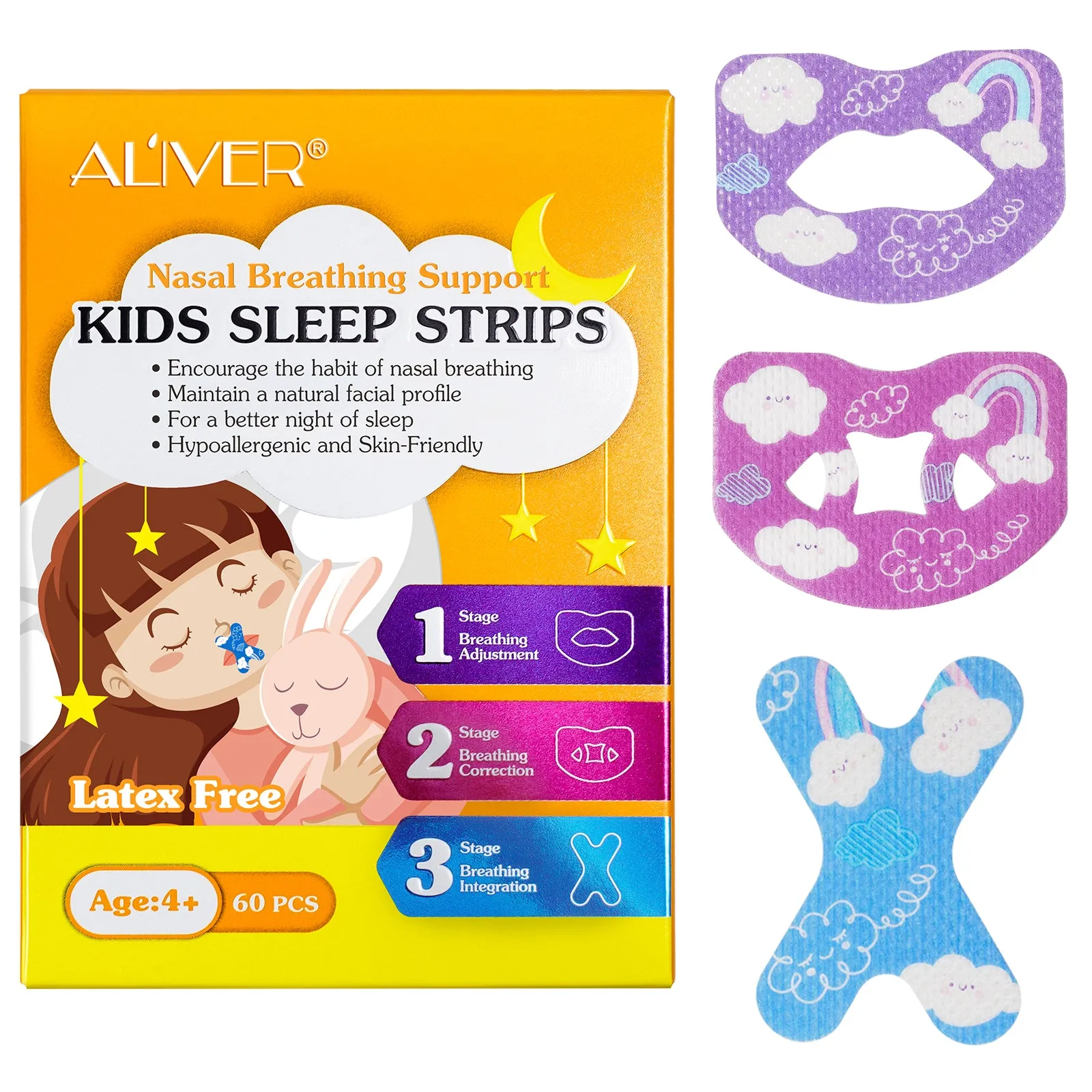 Aliver Kids Sleep Strips, Stretchable Mouth Sleep Aid Help Nose Breathing