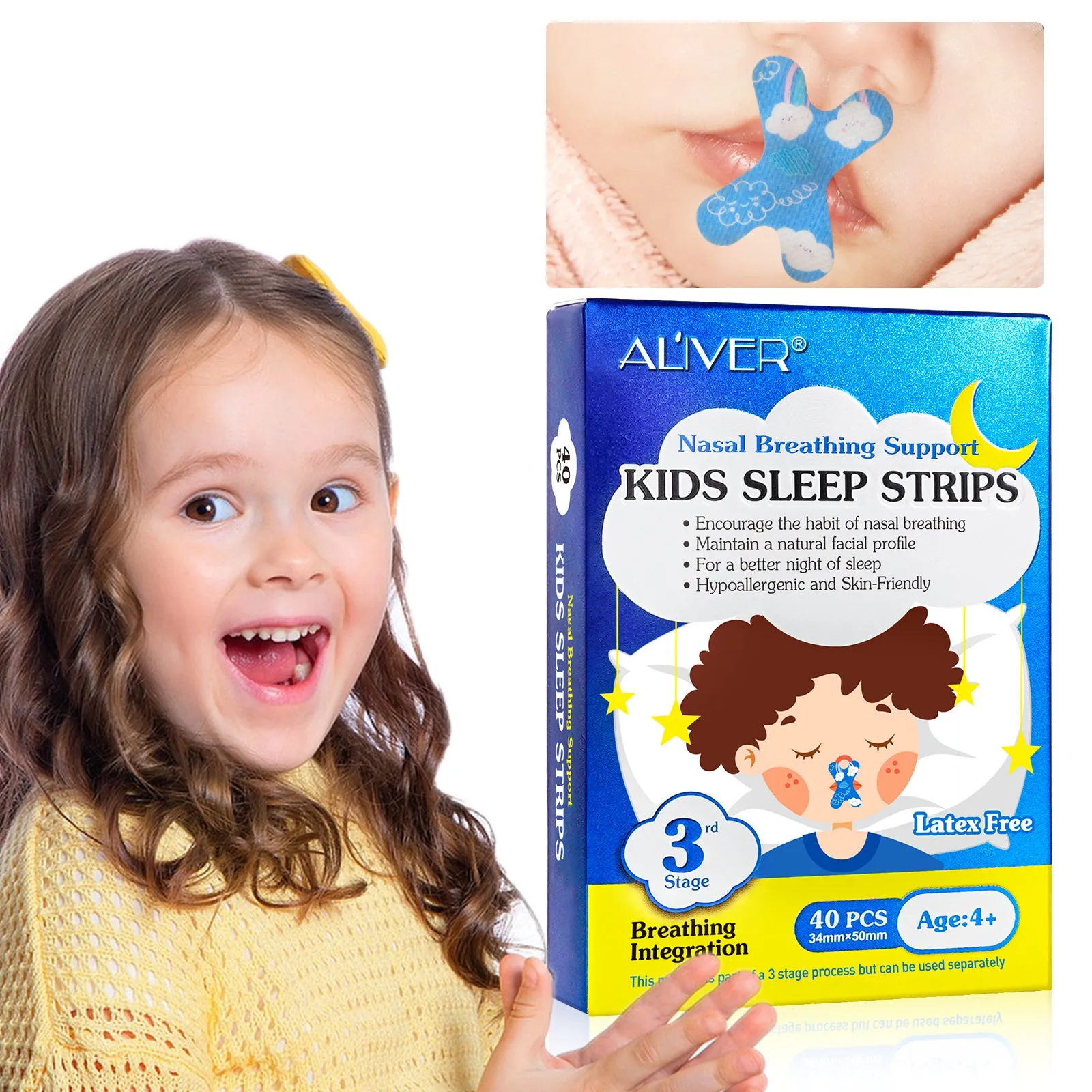 Aliver Kids Sleep Strips, Stretchable Mouth Sleep Aid Help Nose Breathing