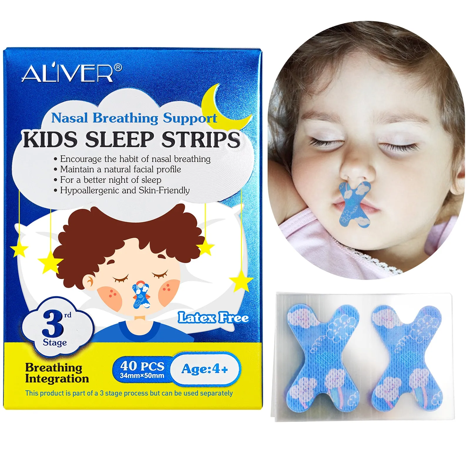Aliver Kids Sleep Strips, Stretchable Mouth Sleep Aid Help Nose Breathing