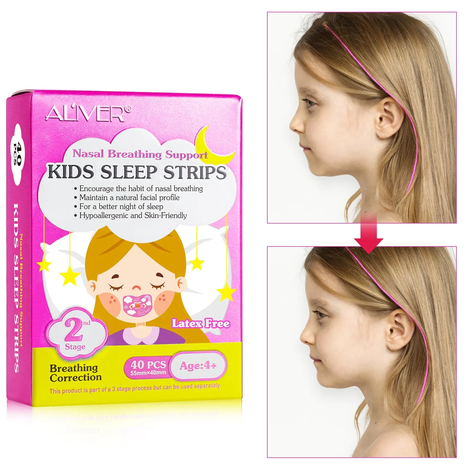 Aliver Kids Sleep Strips, Stretchable Mouth Sleep Aid Help Nose Breathing