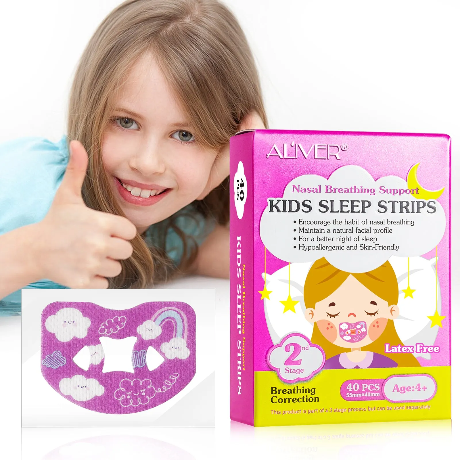 Aliver Kids Sleep Strips, Stretchable Mouth Sleep Aid Help Nose Breathing