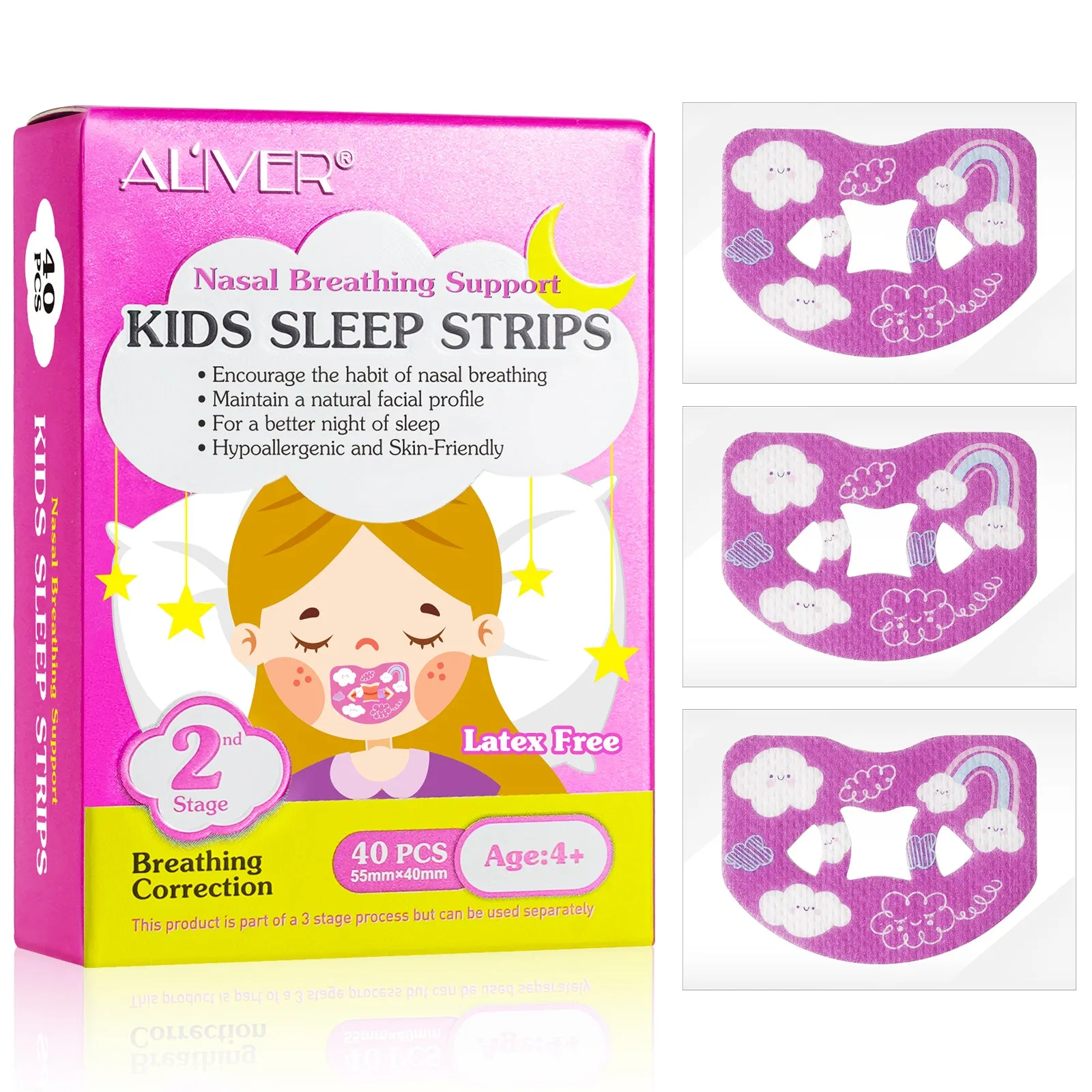 Aliver Kids Sleep Strips, Stretchable Mouth Sleep Aid Help Nose Breathing