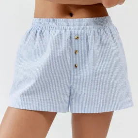 Back To School Joskaa Women's Y2K Stripe Print Pajama Shorts Elastic Low Waist with Button Decor Wide Leg Loose Sleeping Short Pants