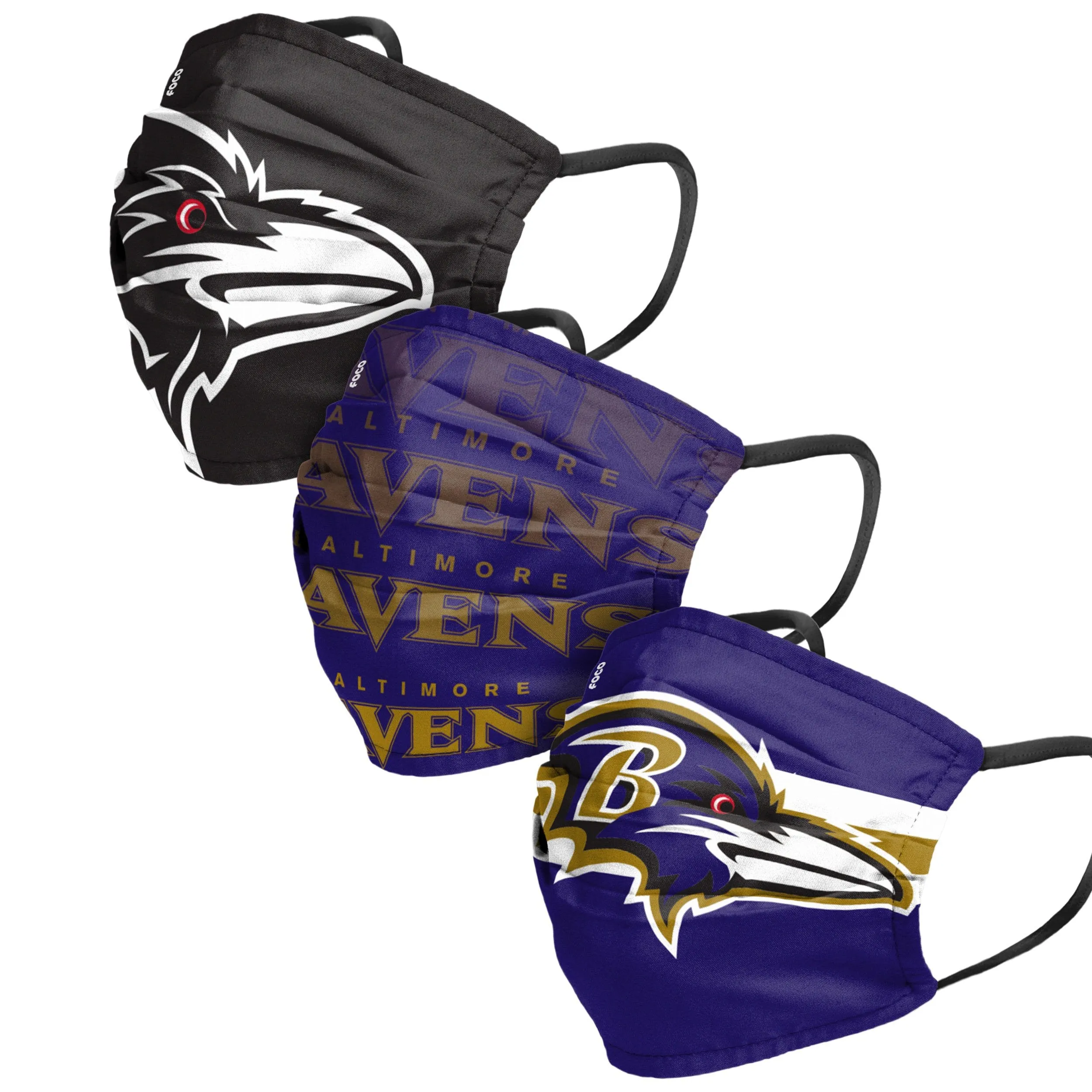 Baltimore Ravens NFL Mens Matchday 3 Pack Face Cover