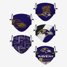 Baltimore Ravens Youth Rising Stars Adjustable 5 Pack Face Cover