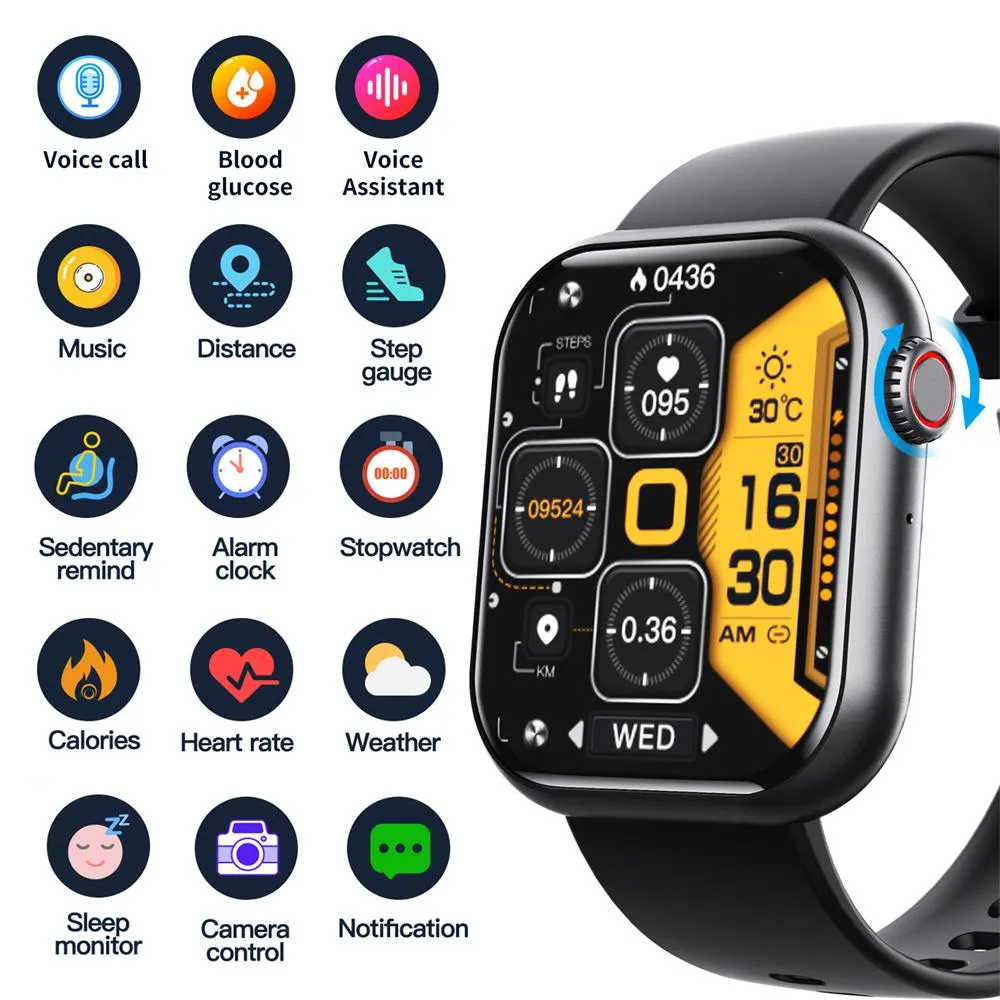 Bearscome Blood Sugar Blood Pressure Blood oxygen Sleep Monitoring Waterproof Smartwatch