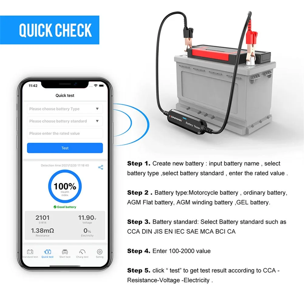 BK100 BST360 Battery Tester Bluetooth 12v Battery Monitor