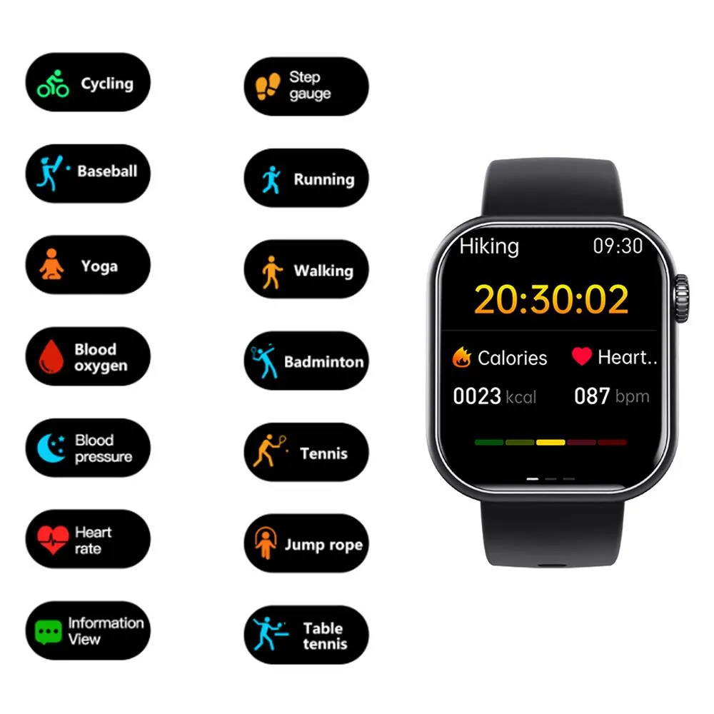 Blood Sugar Blood Pressure Heart Rate Blood oxygen Sleep Monitoring Waterproof Smartwatch