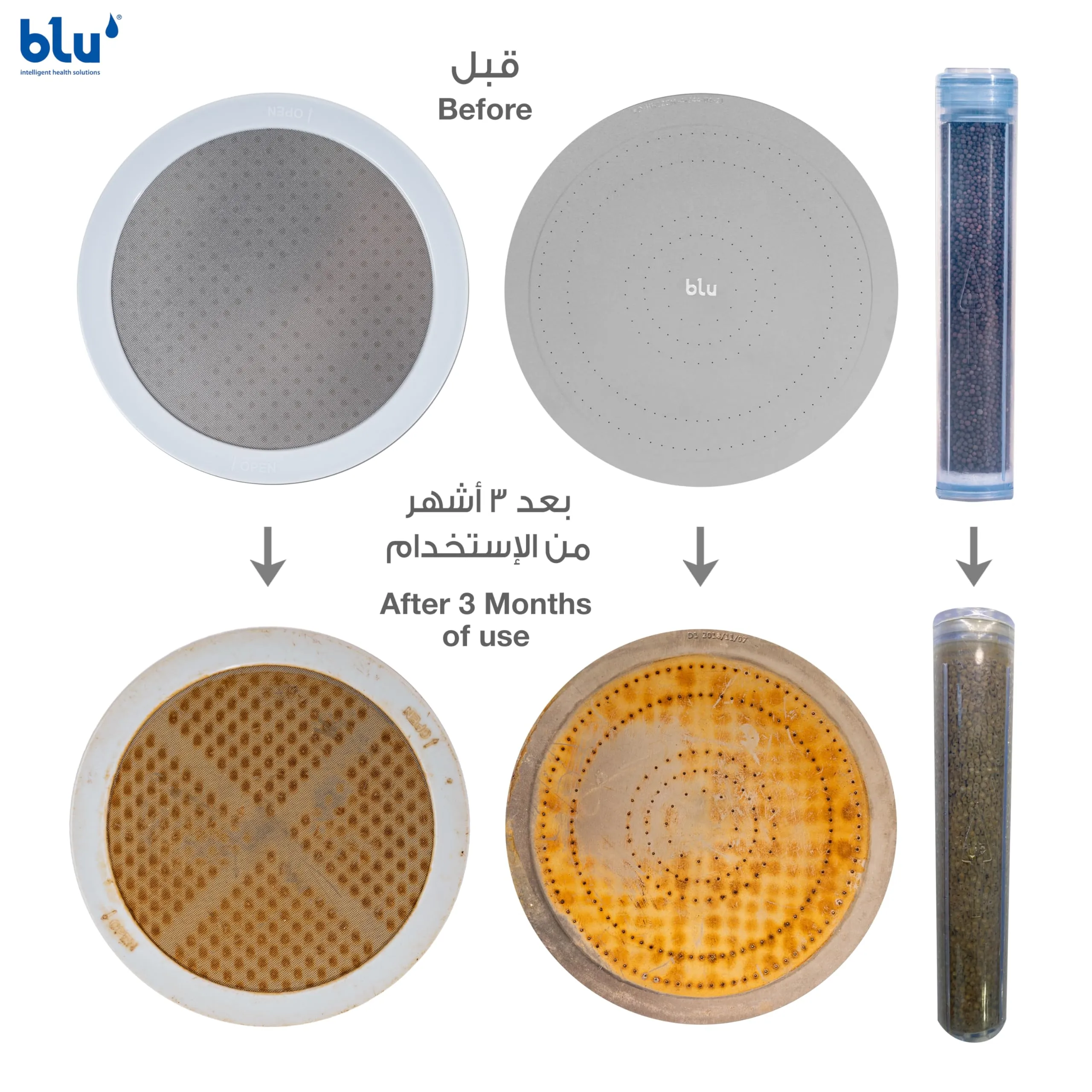 blu Ionic Shower Head and Shower Filter - Handheld - Removes Chlorine & Harmful Pollutants - Prevent Hair Loss & Moisturize Your Skin, Chrome