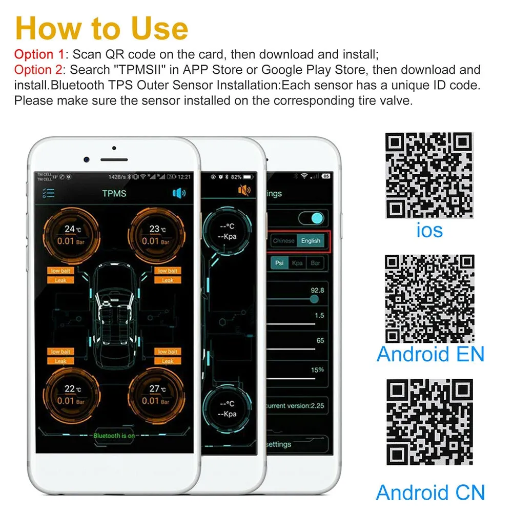Bluetooth-compatible 5.0 Car  Tire  Pressure  Detector Wireless