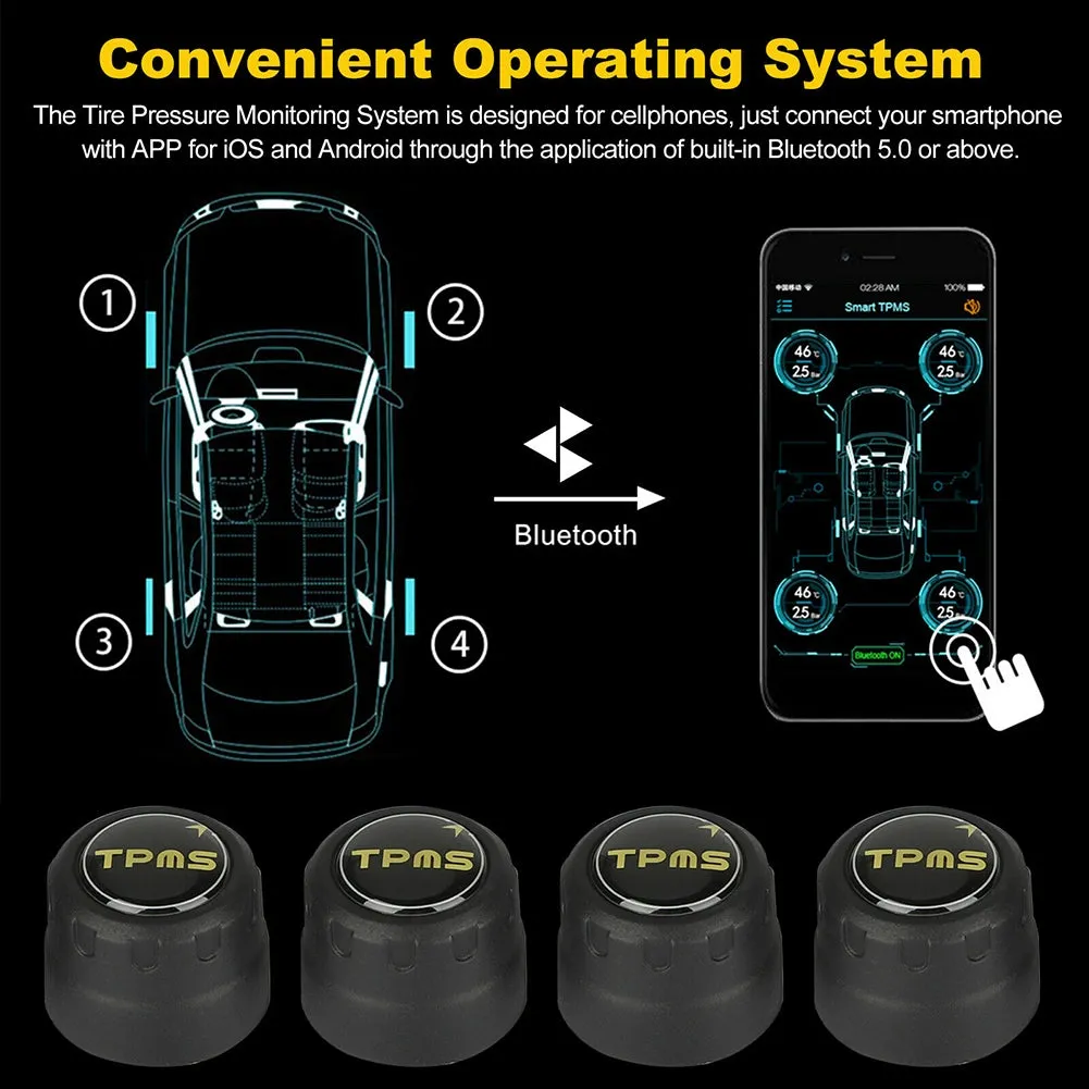 Bluetooth-compatible 5.0 Car  Tire  Pressure  Detector Wireless
