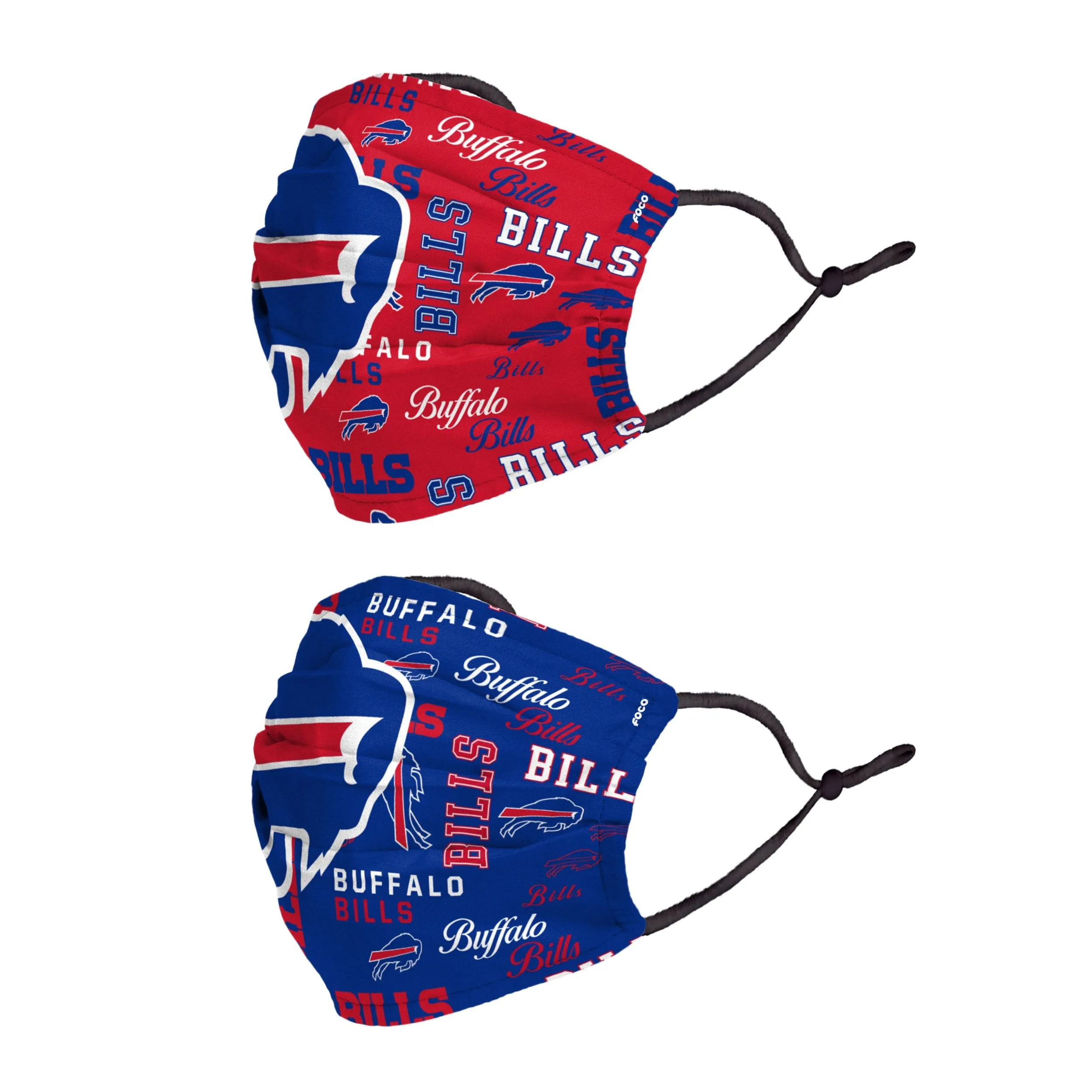 Buffalo Bills NFL Logo Rush Adjustable 2 Pack Face Cover