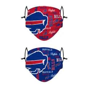 Buffalo Bills NFL Logo Rush Adjustable 2 Pack Face Cover