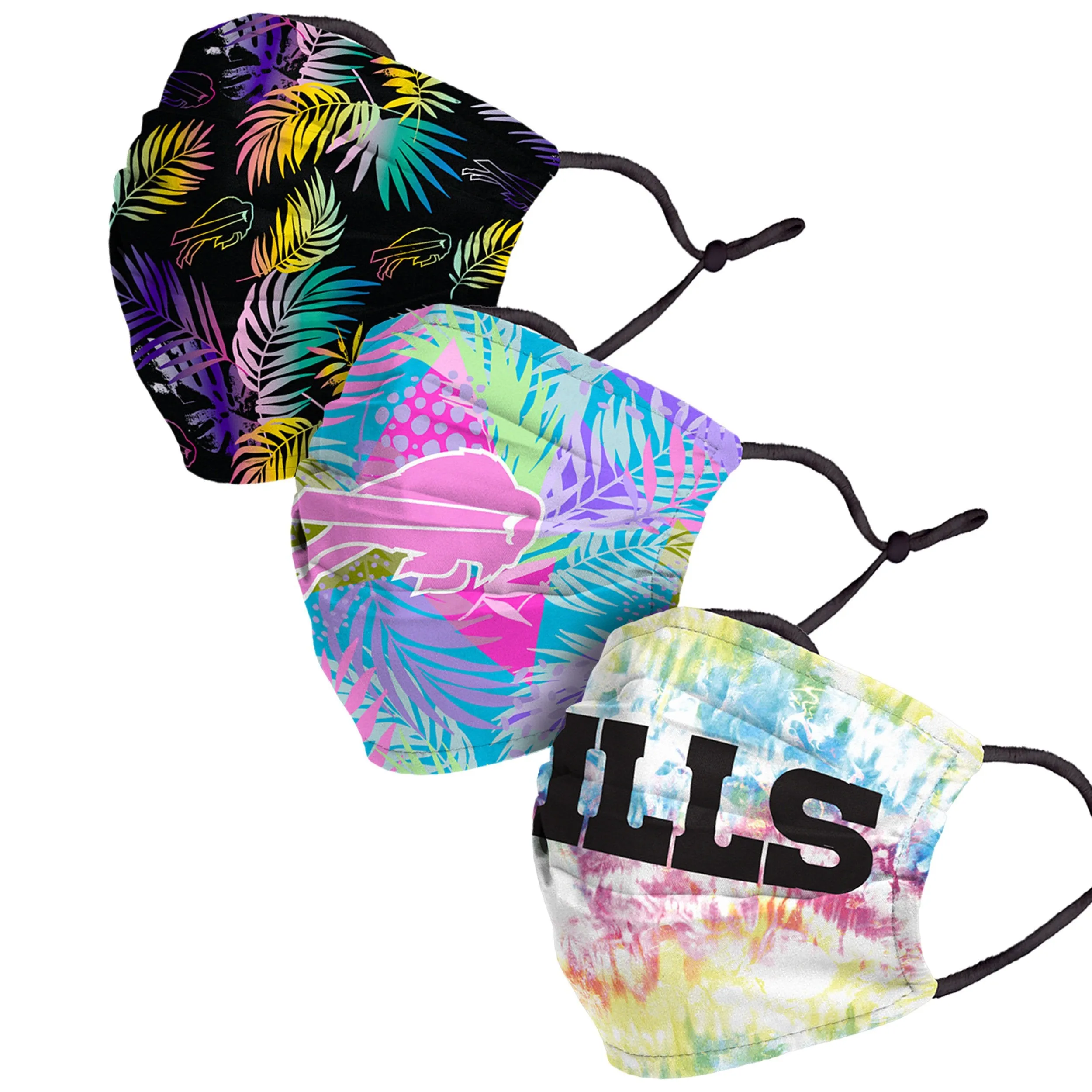 Buffalo Bills NFL Neon Floral 3 Pack Face Cover