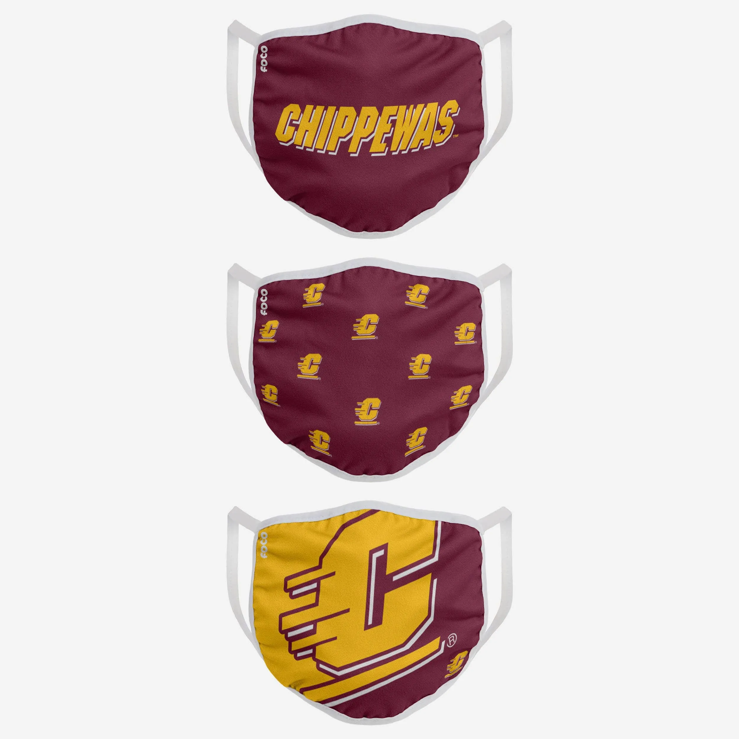Central Michigan Chippewas 3 Pack Face Cover