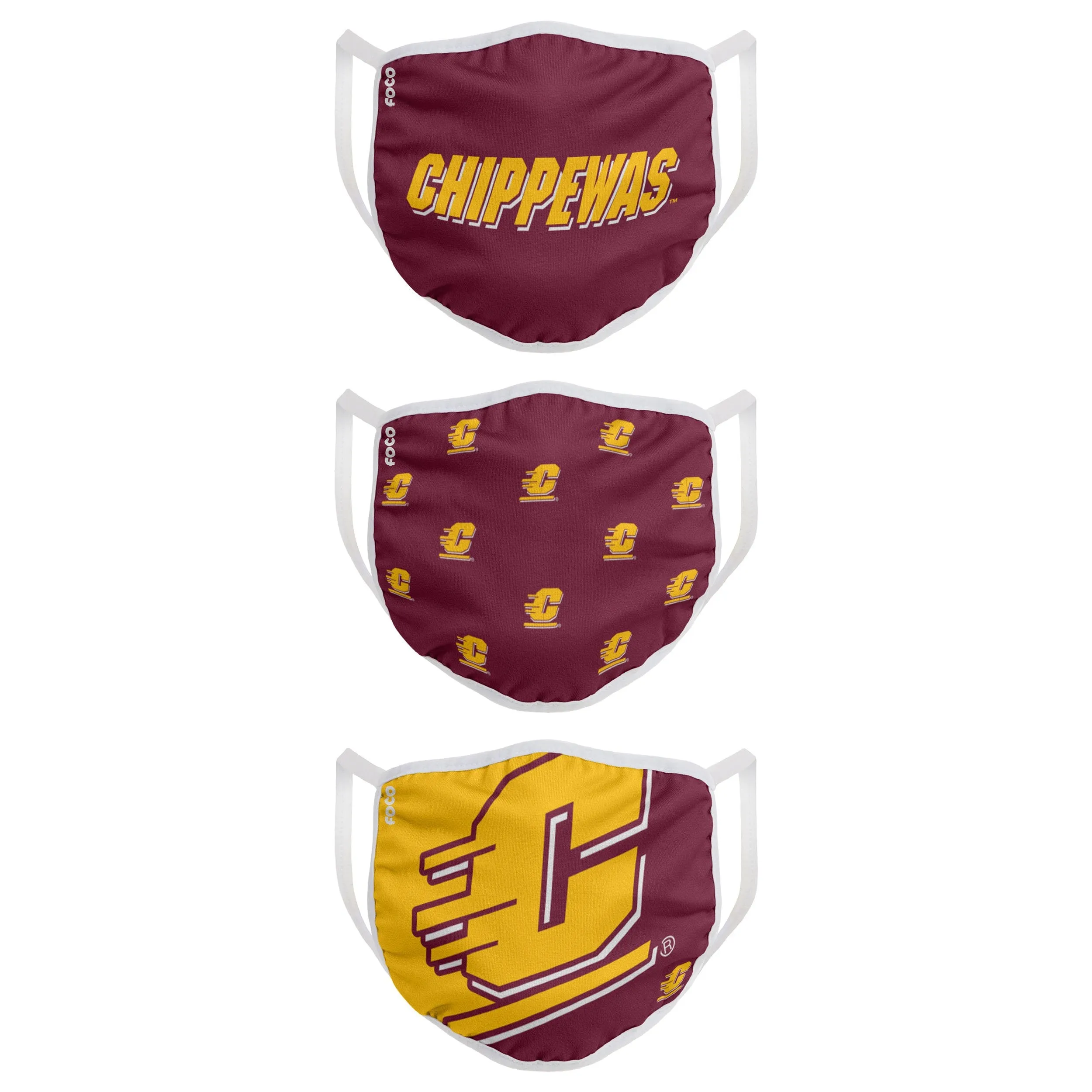 Central Michigan Chippewas NCAA 3 Pack Face Cover