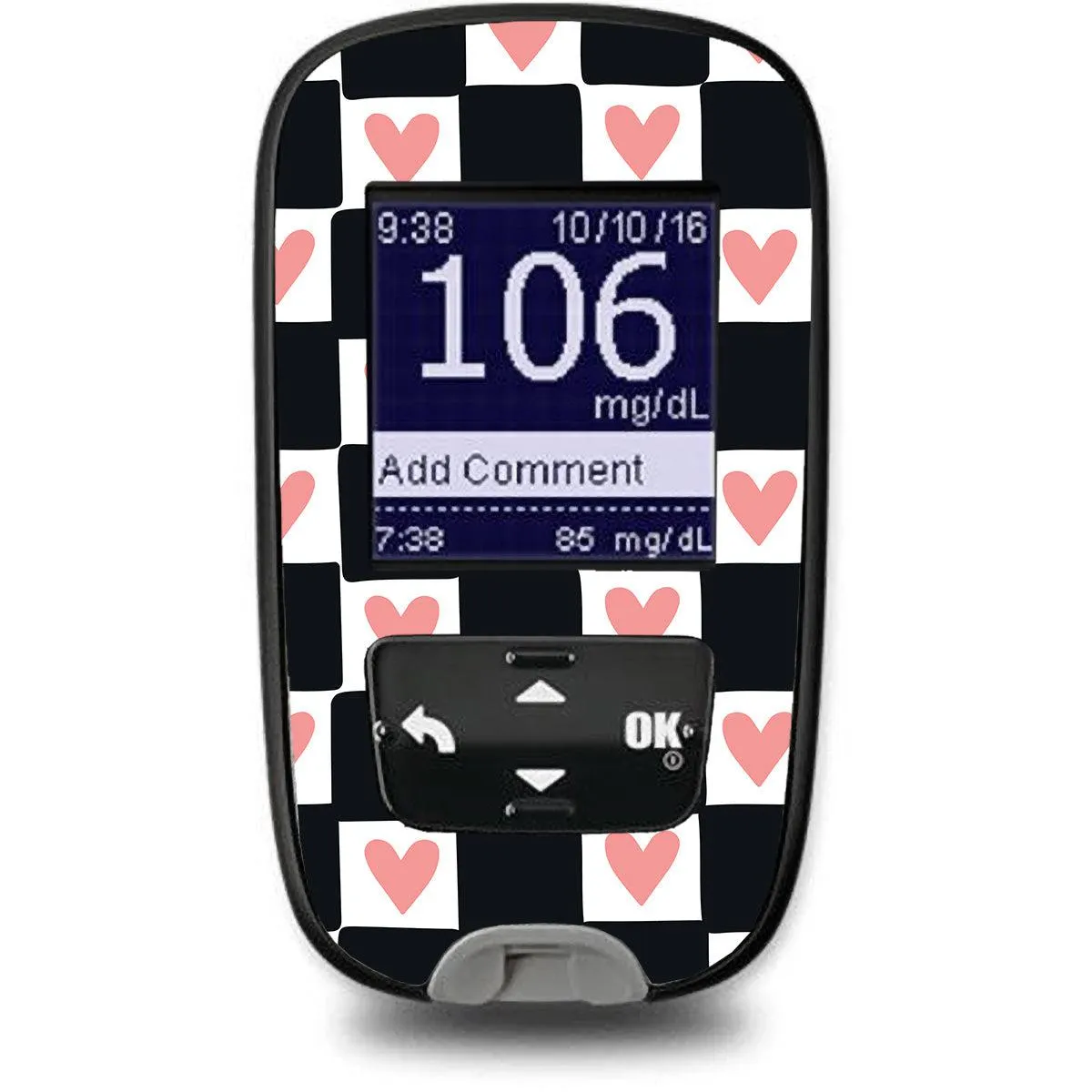 Checkered Hearts Sticker for the Accu-Chek Guide Glucometer