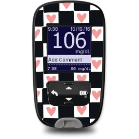 Checkered Hearts Sticker for the Accu-Chek Guide Glucometer