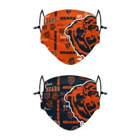 Chicago Bears NFL Logo Rush Adjustable 2 Pack Face Cover