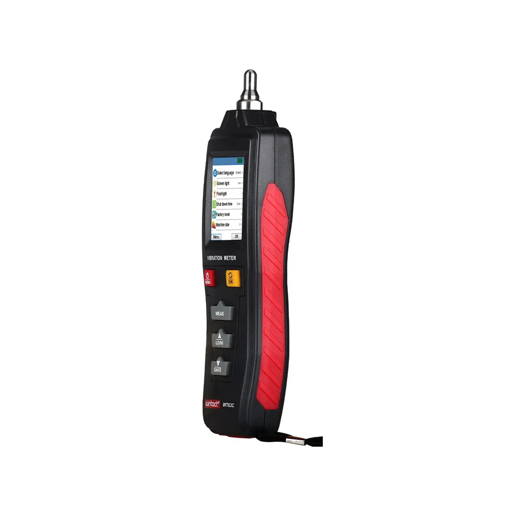 [CLEARANCE] Wintact by Benetech WT63C Digital Vibration Meter (Battery Included) with 1KHz ~ 4KHz (HI) / 10KHz ~ 1KHz (LO) Frequency Acceleration, Data Logging, Colored LCD Display, Flashlight