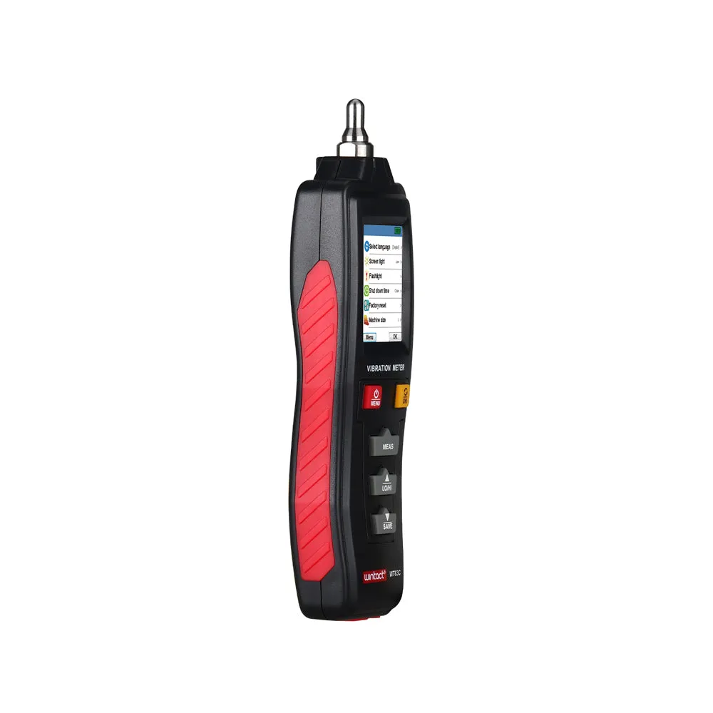 [CLEARANCE] Wintact by Benetech WT63C Digital Vibration Meter (Battery Included) with 1KHz ~ 4KHz (HI) / 10KHz ~ 1KHz (LO) Frequency Acceleration, Data Logging, Colored LCD Display, Flashlight