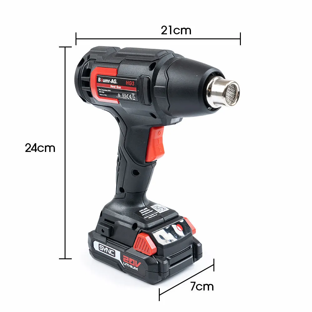 Cordless Heat Gun 550°C 20V, Battery & Charger - Baumr-AG