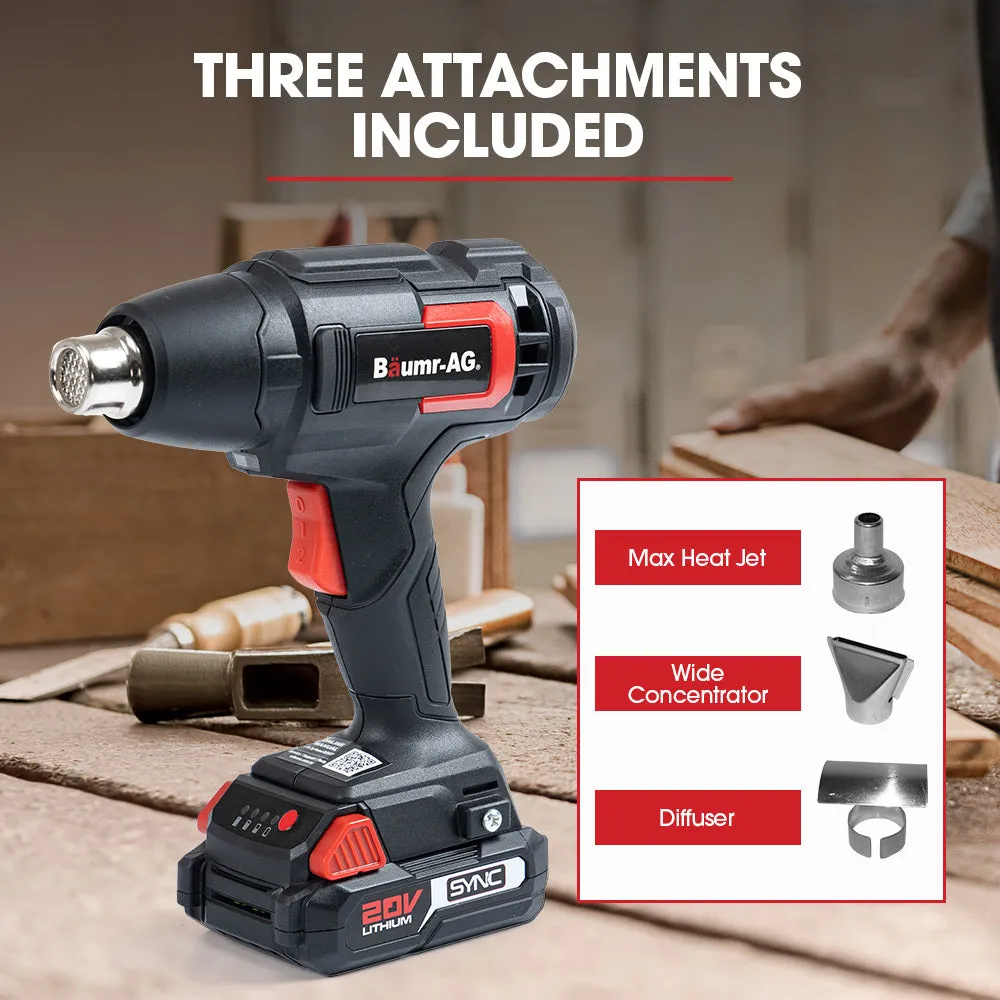 Cordless Heat Gun 550°C 20V, Battery & Charger - Baumr-AG