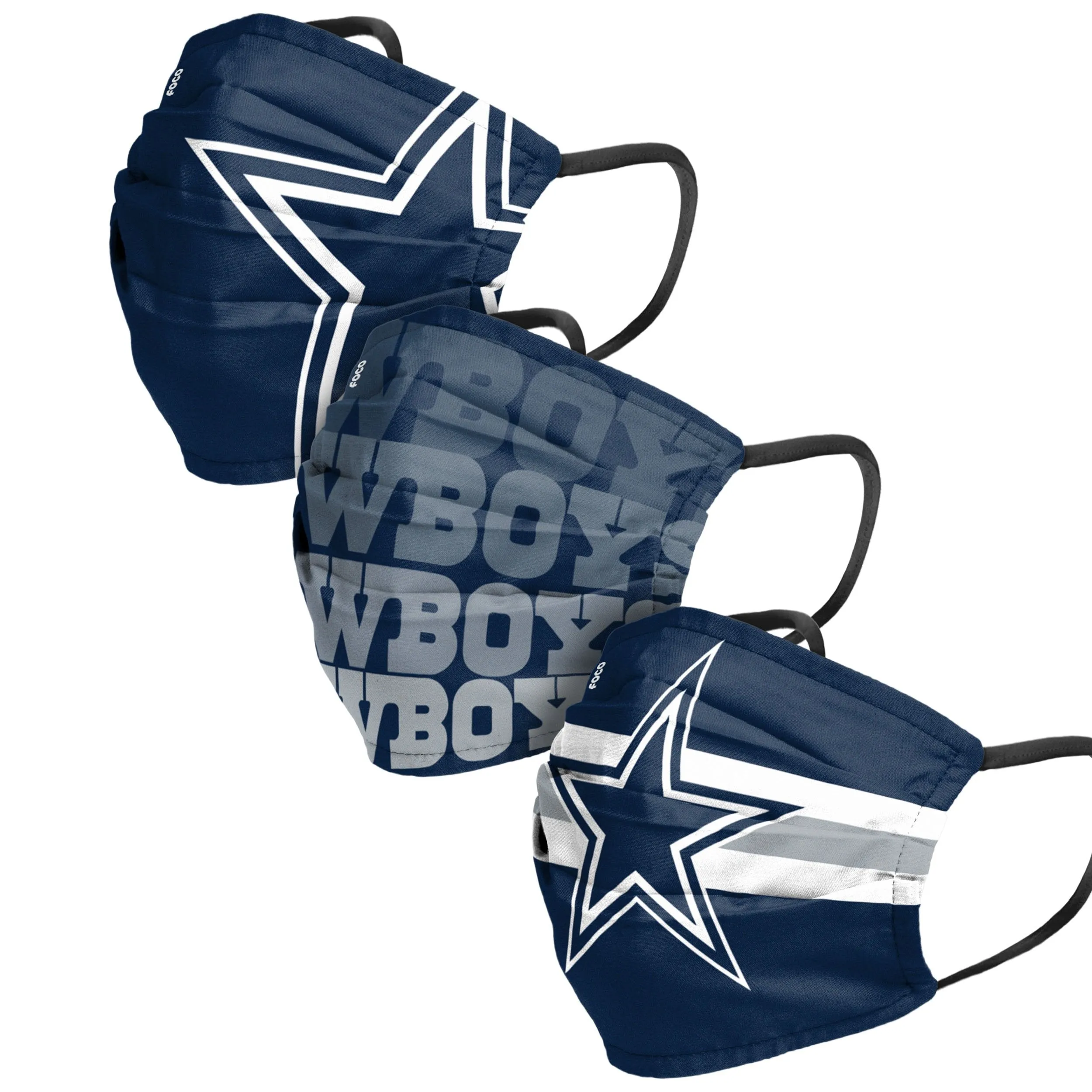Dallas Cowboys NFL Mens Matchday 3 Pack Face Cover