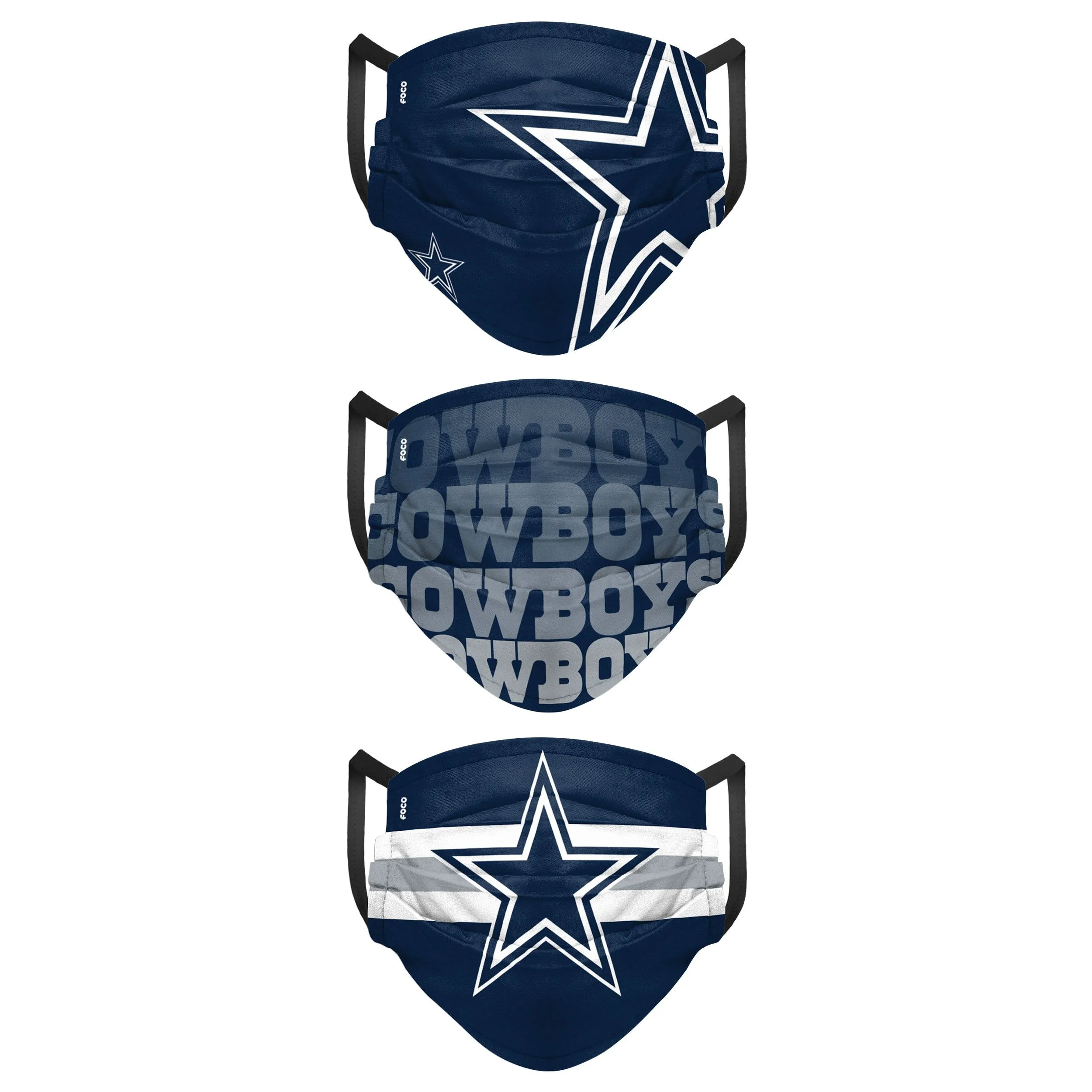 Dallas Cowboys NFL Mens Matchday 3 Pack Face Cover
